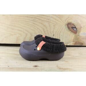 Crocs Clogs Unisex J 2 Blitzen II Brown Lined Girls Fur trim